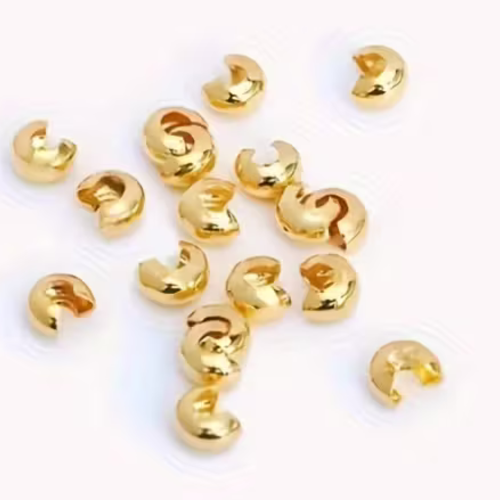 10 perles cache nœuds à écraser plaqué or 3 mm