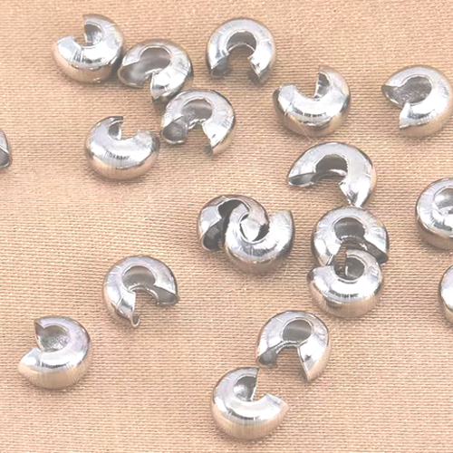 20 perles cache nœuds à écraser métal argenté 4 mm