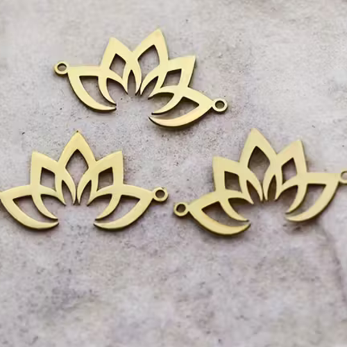 Connecteur breloque fleur de lotus acier inoxydable doré