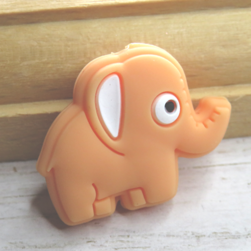 Perle silicone éléphant orange saumoné
