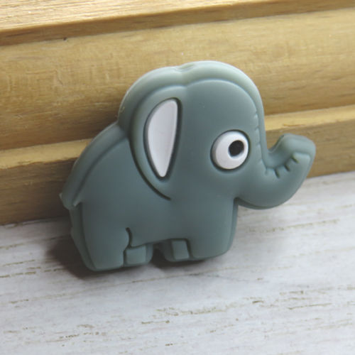 Perle silicone éléphant vert kaki