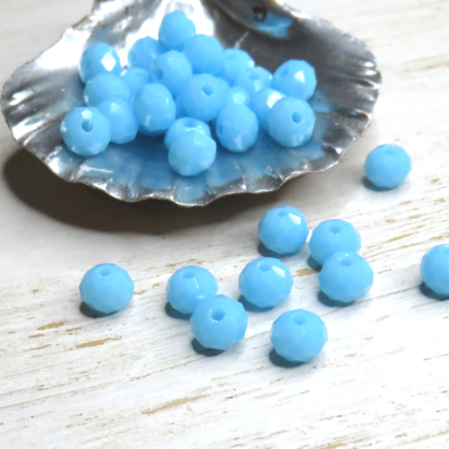 10 perles cristal à facettes bleu 6 mm