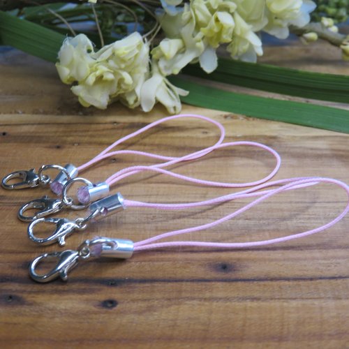 10 cordons rose fermoir mousqueton argenté