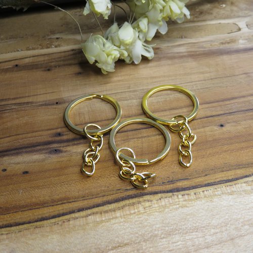 10 anneaux porte clés métal doré