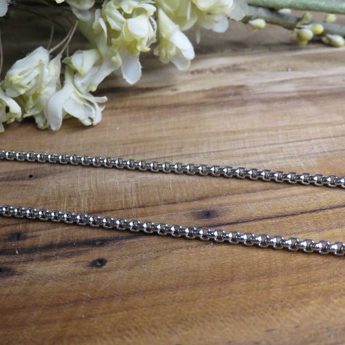 Collier ras le cou maille vénitienne acier inoxydable 61.5 cm