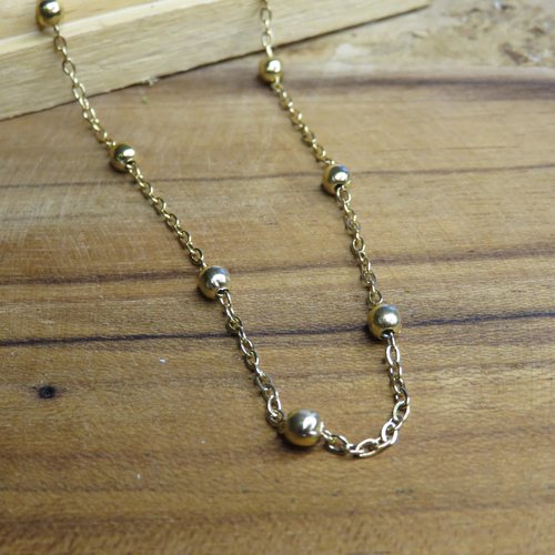 Chaîne satellite à billes en acier inoxydable, dorée plaqué or 18k