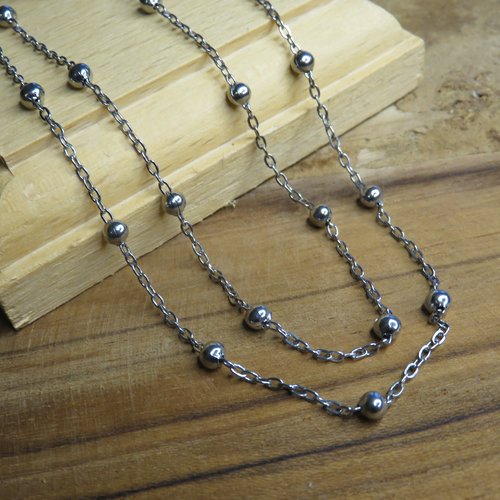 Chaîne satellite à billes en acier inoxydable argentée