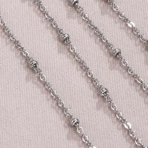 Chaîne satellite à billes en acier inoxydable argentée