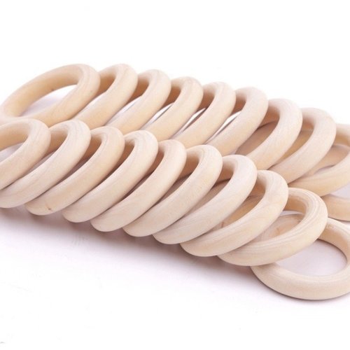 2 anneaux de dentition en bois naturel d'érable 55 mm