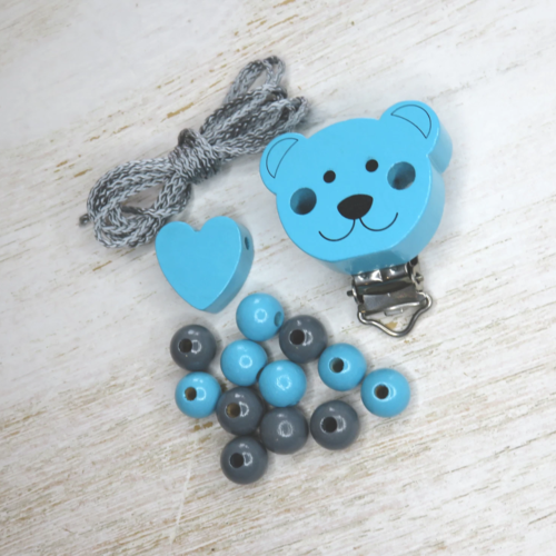 Kit diy attache-tétine clip perles en bois bébé norme ce