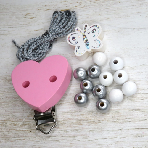 Partager kit diy attache-tétine clip perles en bois bébé norme ce