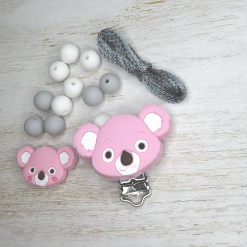 Kit diy attache-tétine clip koala et perle assortie en silicone bébé