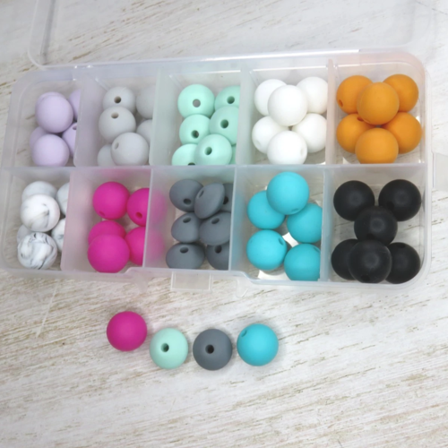 Lot kit 64 perles silicone 10 couleurs