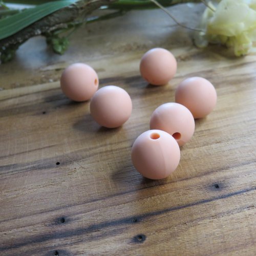 10 perles en silicone alimentaire pêche 12 mm