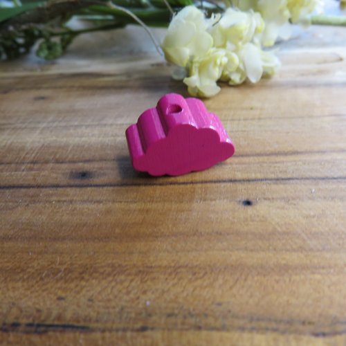 Perle bois nuage rose fuchsia 21 mm x 13 mm norme ce