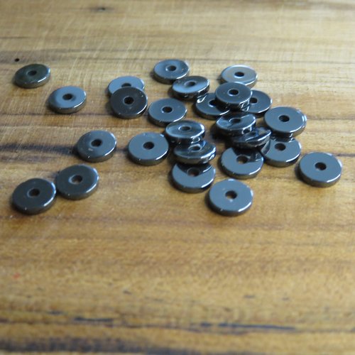 25 perles hématite rondelle 6 x 1 mm