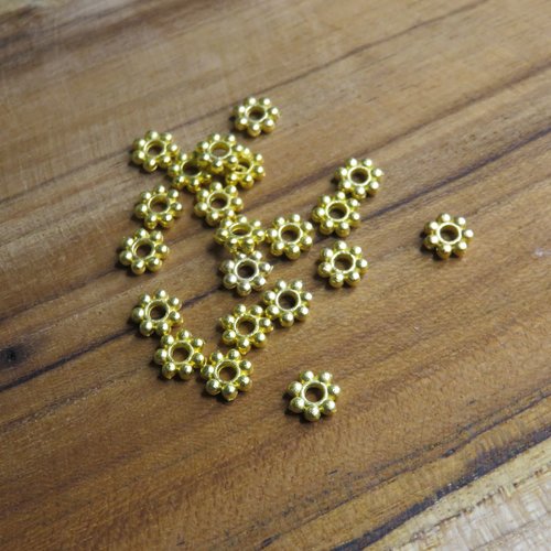 20 perles intercalaires fleurs métal dorées 5 mm