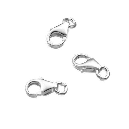 9 fermoirs mousqueton 9 mm en argent 925/1000