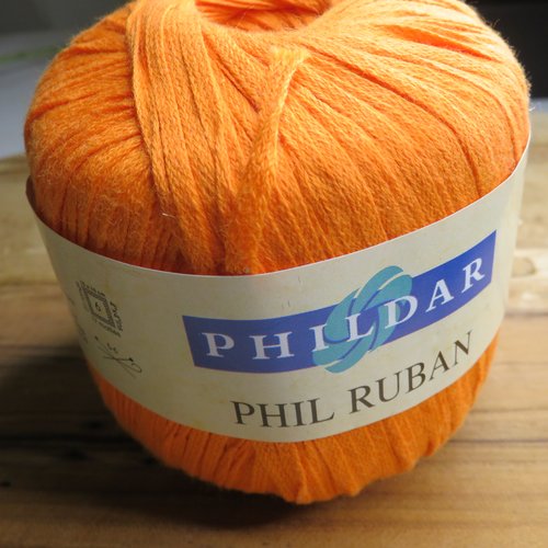 Fil ruban en coton orange phildar