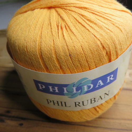 Fil ruban en coton orange clair phildar