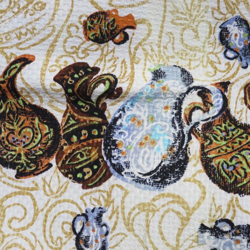 Tissu vintage d'ameublement pots à eau 87 x 50 cm