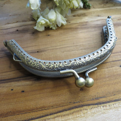 Fermoir de sac clic-clac en métal bronze 10.5 x 6.5 cm