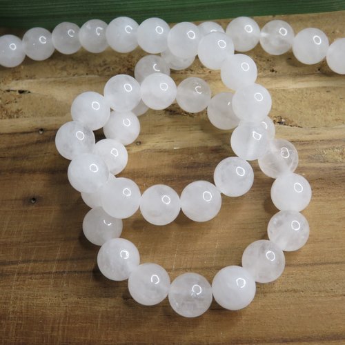 10 perles pierre quartz blanc 8 mm