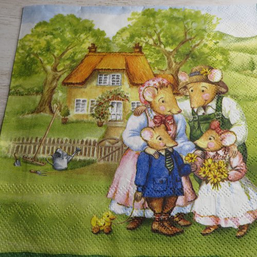 Serviette en papier famille souris / linge étendage