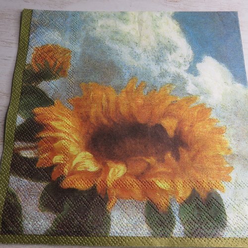 Serviette en papier fleur tournesol orange jaune