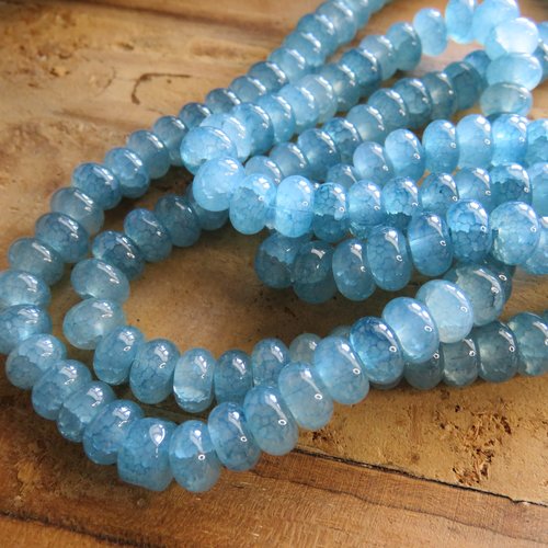 10 perles verre rondelles abaque bleu 5x8 mm