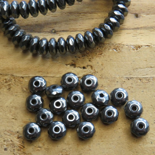 20 perles hématite hexagonale noire 6 x 3 mm