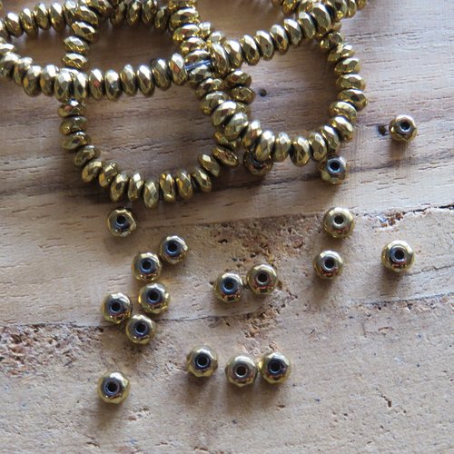 20 perles rondelles acier inoxydable dorées 4 x 2 mm