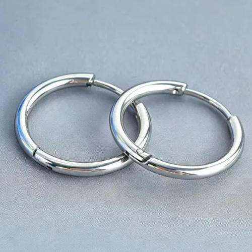 Boucles d'oreilles créoles acier inoxydable 316 l anneaux 20 mm argentées