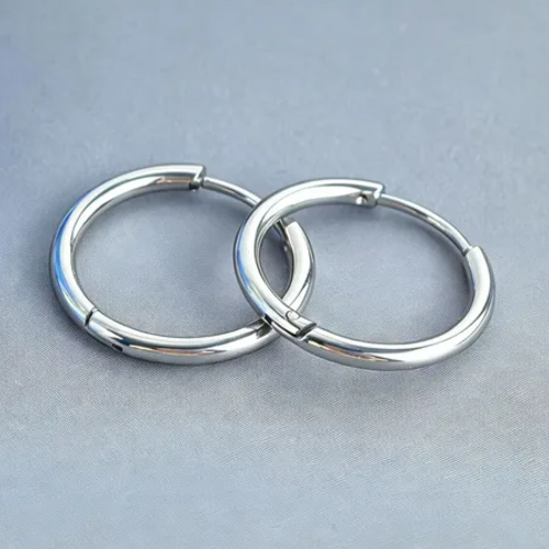 Boucles d'oreilles créoles acier inoxydable 316 anneaux 23 mm argentées