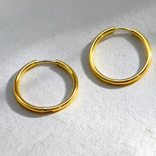 Boucles d'oreilles créoles acier inoxydable 316 anneaux 23 mm dorées
