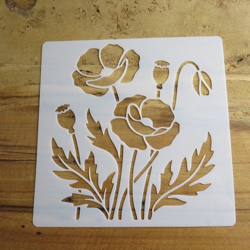 Pochoir "coquelicots" souple réutilisable