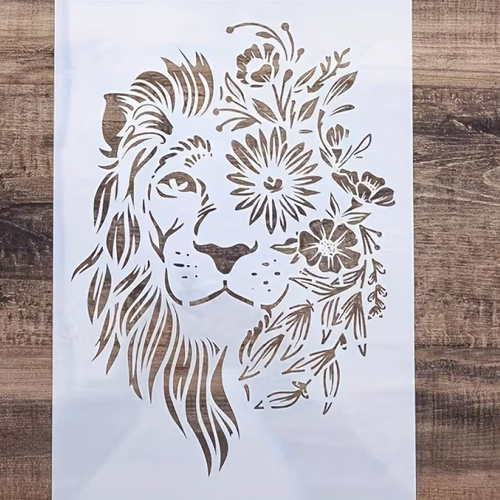 Pochoir lion floral souple réutilisable