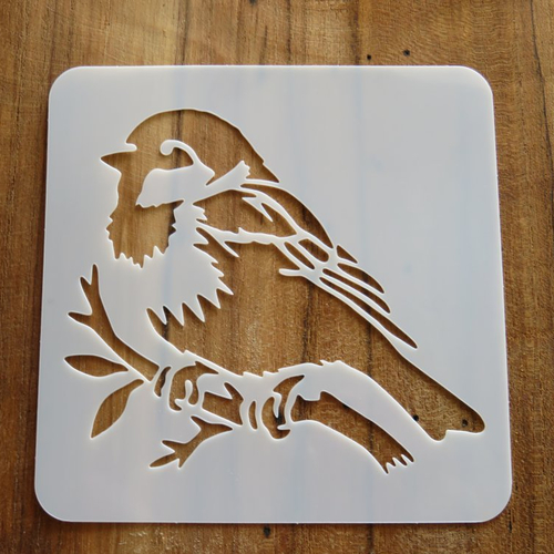 Pochoir oiseau sur branche souple réutilisable