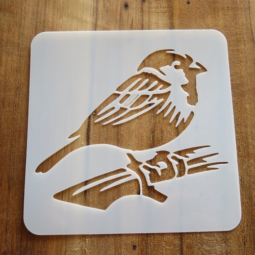 Pochoir oiseau sur branche souple réutilisable
