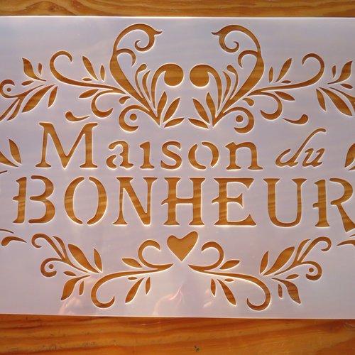 Pochoir "maison du bonheur" souple réutilisable