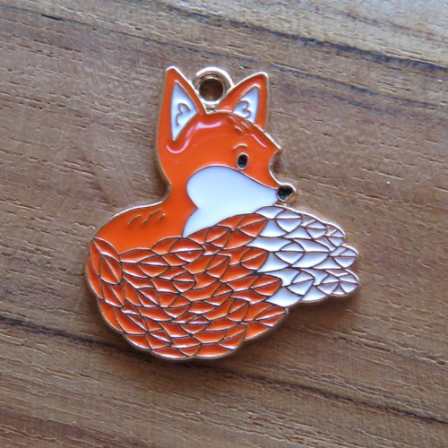 Breloque renard orange émail