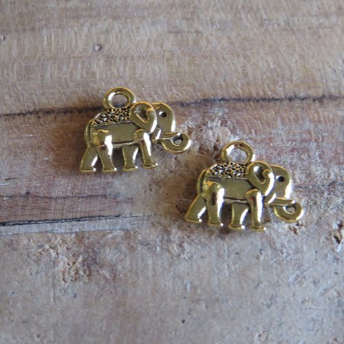 Breloque éléphant doré antique 13 mm