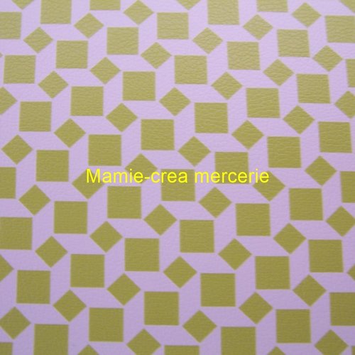 Grand coupon de tissu simili cuir pour loisir créatif en formes de mini cubes couleur jaune