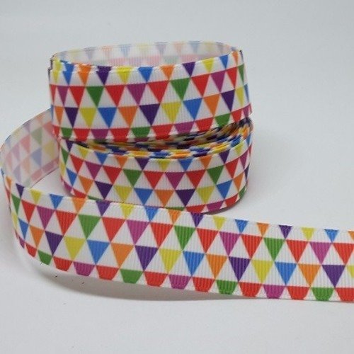  ruban gros grain - fantaisie - formes géométriques - multicolores  -  vendu au mètre