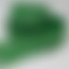 Ruban etoiles blanches fond vert - ruban gros grain  - vendu au mètre