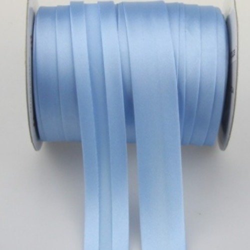Biais replié - satin  - uni - bleu - 20 mm 