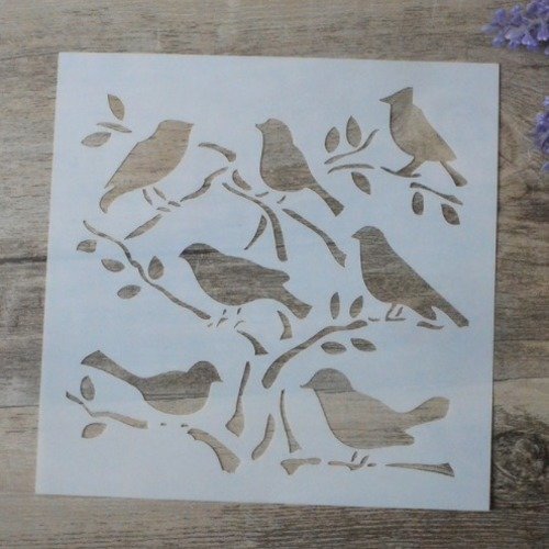 1 pochoir souple oiseaux - stencil - plastique 