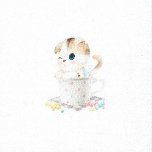 1 coupon tissu / appliqué / vignette - 15 x 15 cm - motif petit chat