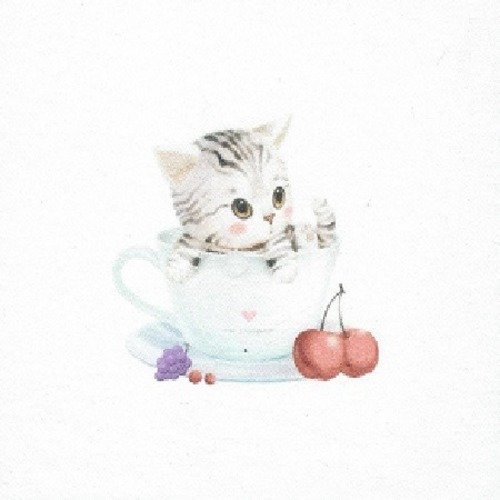 1 coupon tissu / appliqué / vignette - 15 x 15 cm - motif petit chat
