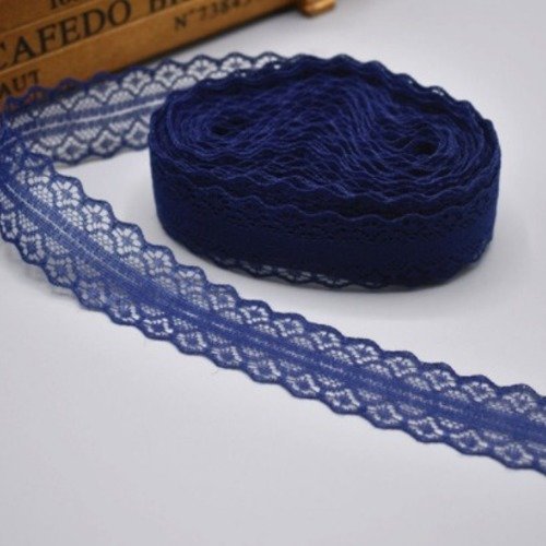 2.50 m de ruban en dentelle fine - 30 mm - bleu marine - d168